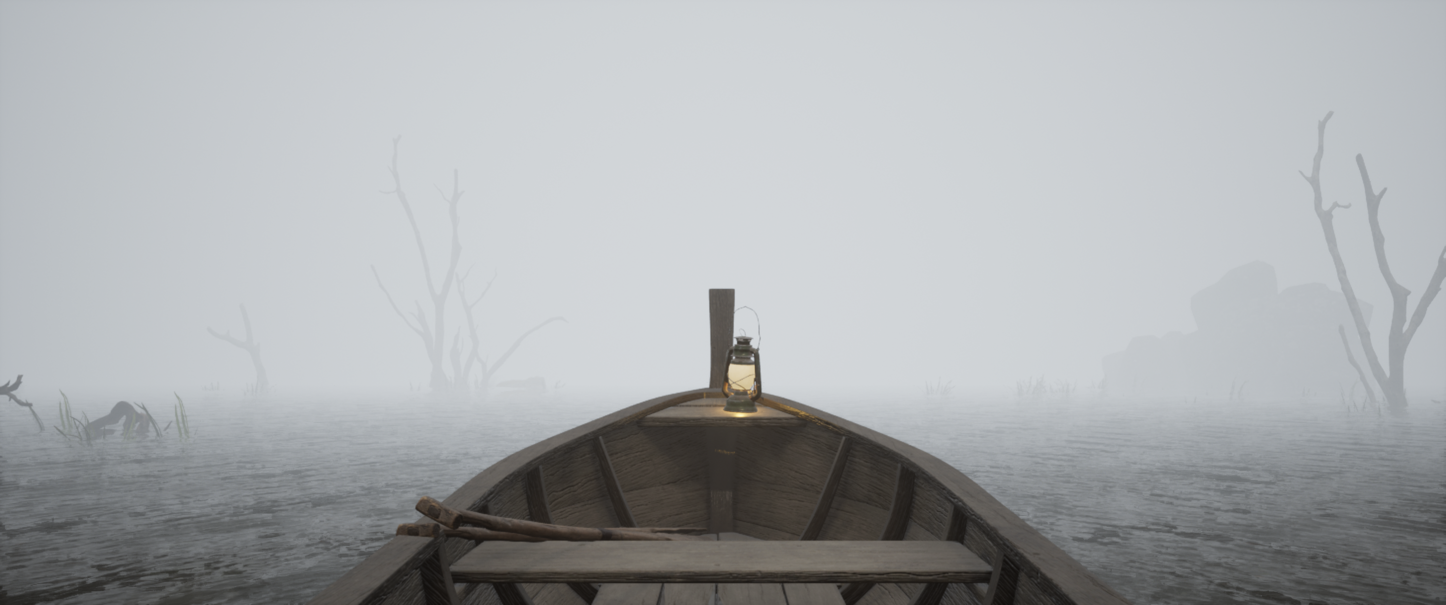 POV of boat in a swamp.